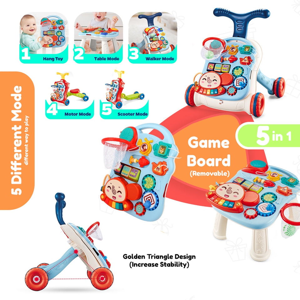 [Ready Stock] 5 in 1 Safe Baby Walker with Toy