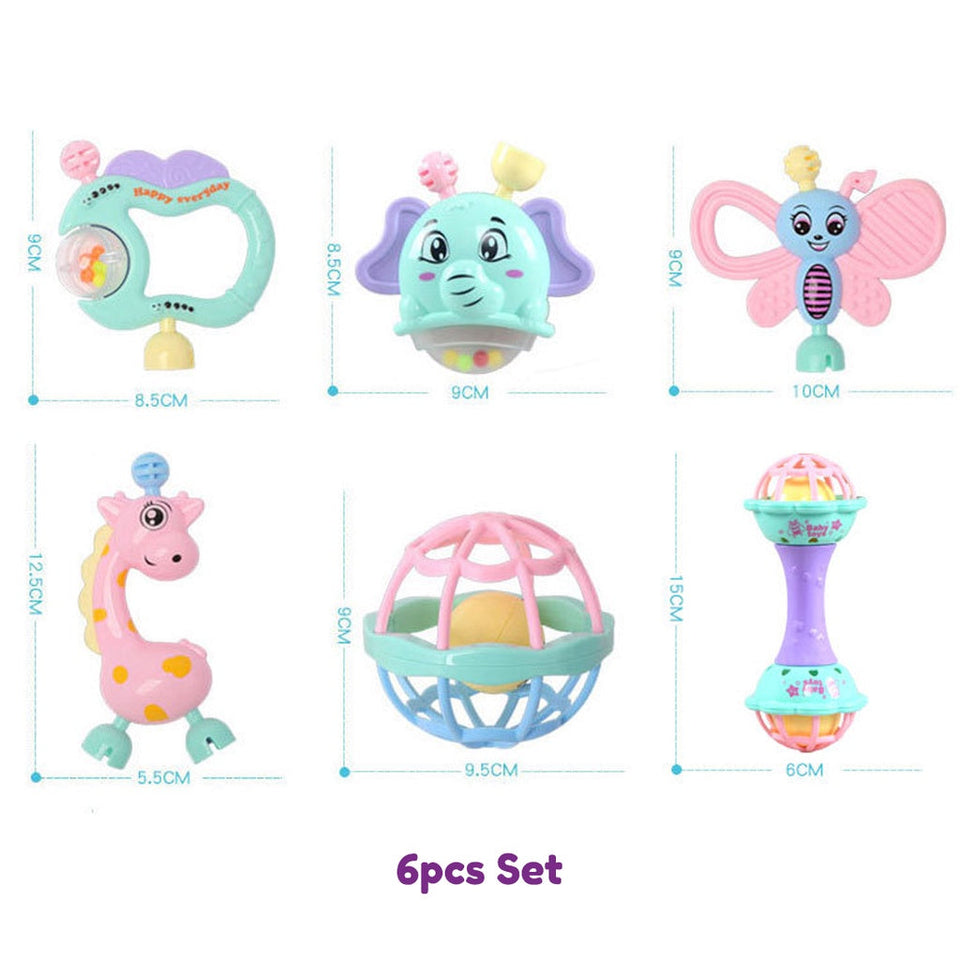 [Online Exclusive Sales] [6pcs/7pcs Set] Soft Rubber Baby Rattle Toys Playset