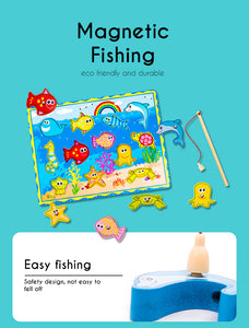 [Ready Stock]12 Pcs Wooden Magnetic Fishing Game
