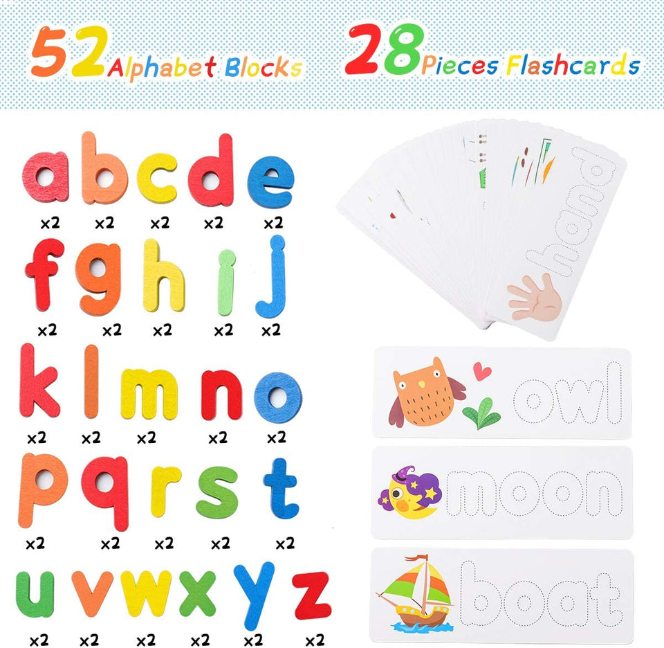 11.11 Sales Wooden Spelling Matching Learning FlashCard Letters