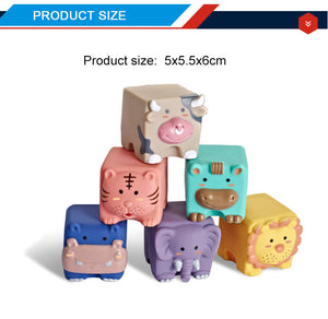 【Online Exclusive Sales】6 in 1 Baby Toy Soft Silicone Chewable Blocks Animal