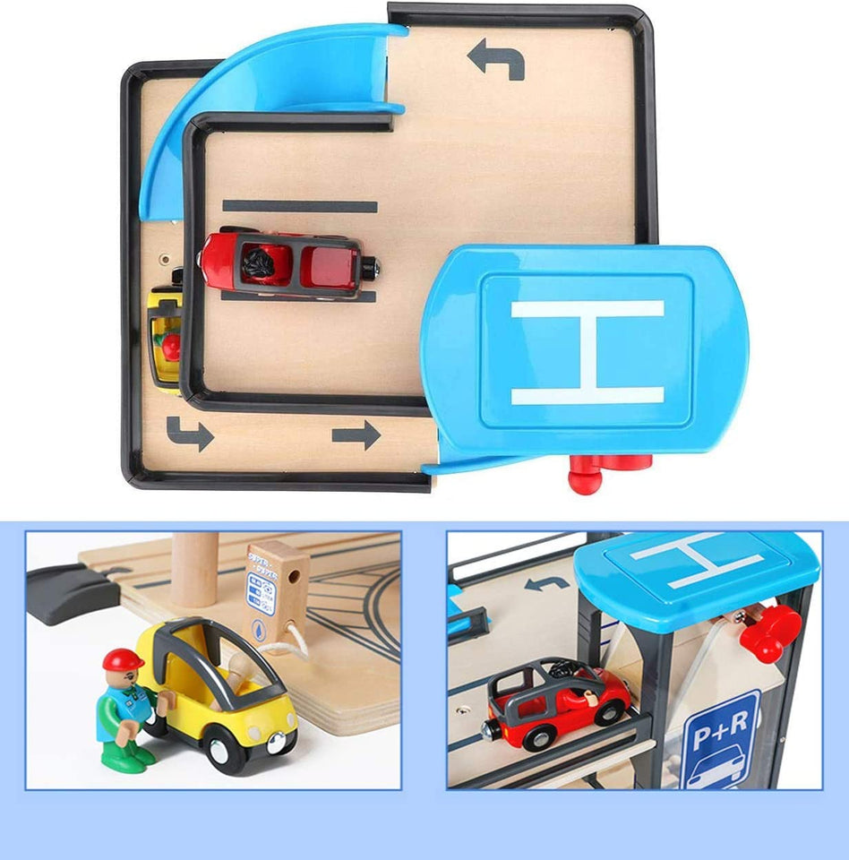 [Ready Stock]Magnet Vehicle Lift Car Park Parking Lot Set Toy