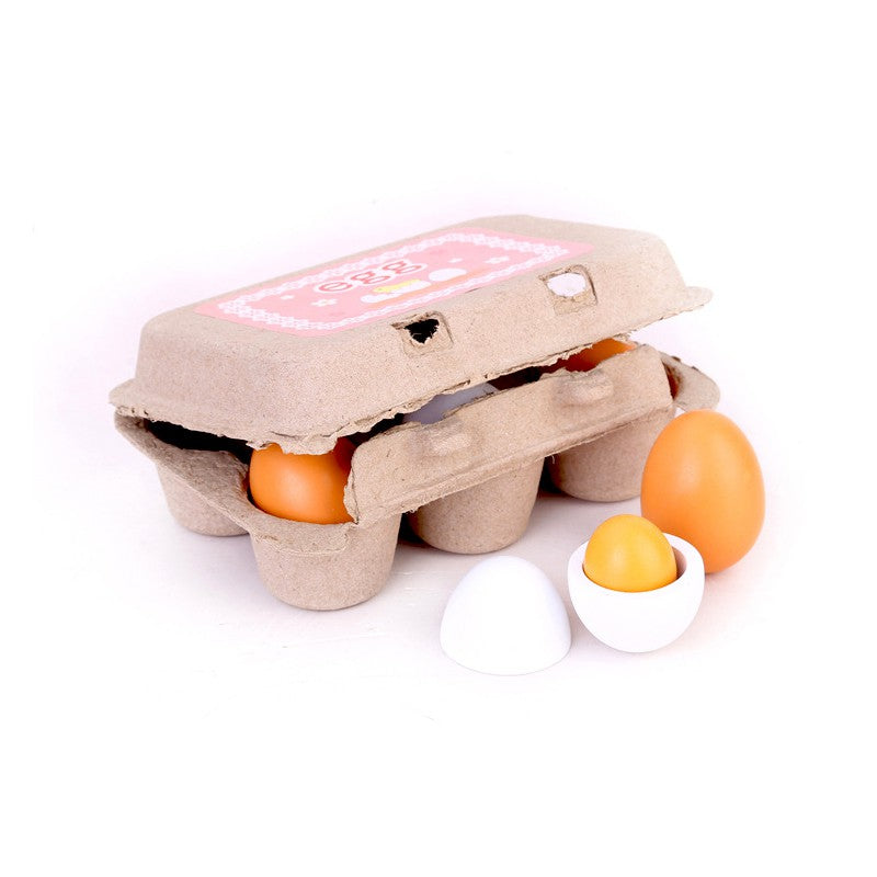 [Ready Stock]Wooden Egg Playset Pretend Play (6 Pcs)