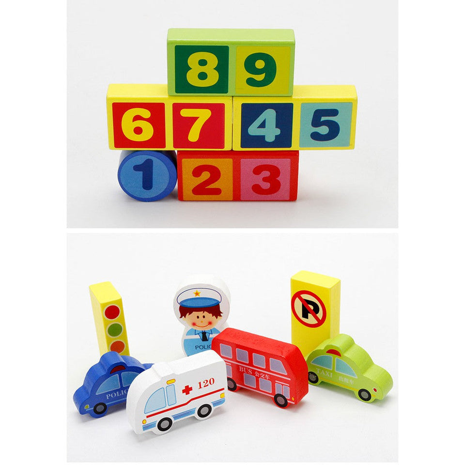 【Online Exclusive Sales】100Pcs  Wooden Blocks Building Learning Educational Kids Toy