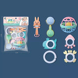 [5pcs/6pcs/7pcs Set] Soft Rubber Baby Rattle Toys Playset