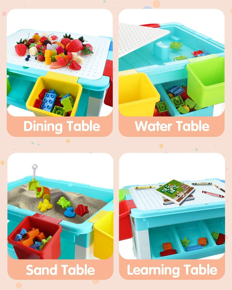 【Online Exclusive Sales】3 in 1 Multi Function Bricks Building Blocks Study Learning Drawing Table Set