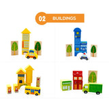 【Online Exclusive Sales】62Pcs Wood Building Learning Educational Wooden Blocks Kids Toy