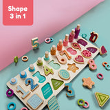 11.11 Sales 3 in 1 Number Shape Matching Wooden Logarithmic Board