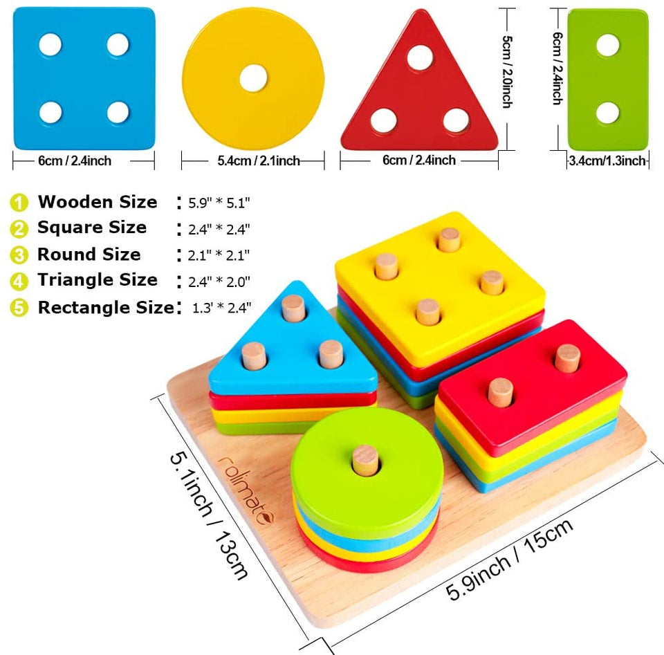 [Ready Stock]Wooden Stacking Blocks Montessori