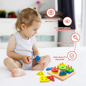 11.11 Sales Wooden Stacking Blocks Montessori Baby