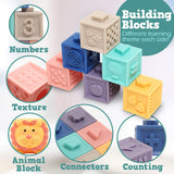 [Ready Stock] Chewable Baby Squeeze Soft Silicone Building Blocks