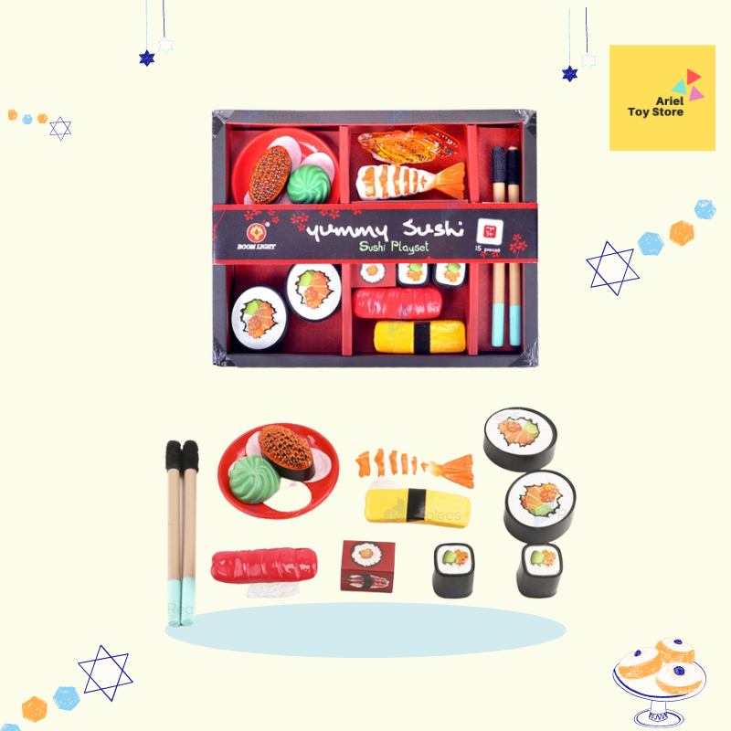 [Ready stock ]15pcs Japanese Sushi Dinner Bento Box Pretend Set