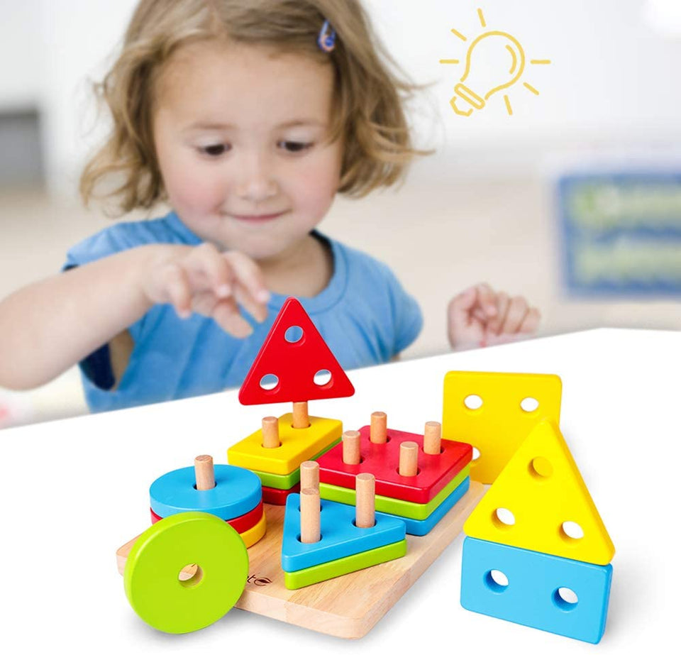 11.11 Sales Wooden Stacking Blocks Montessori Baby