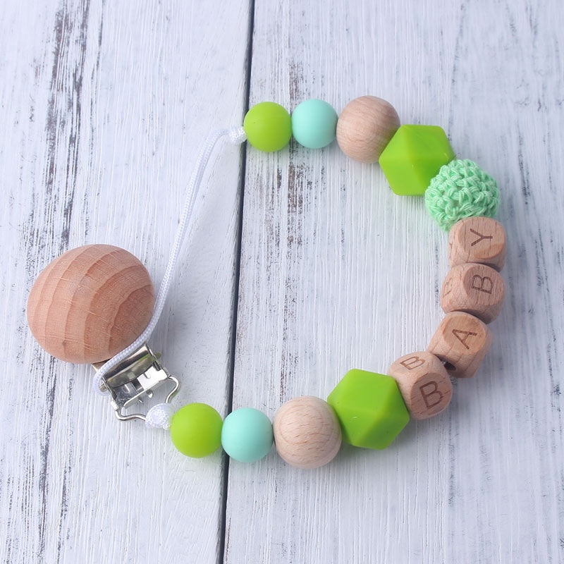 [Pre Order]  Personalised Name Wooden Dummy Pacifier Clips