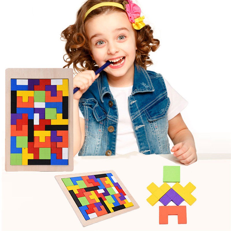 Wooden Tetris Puzzle - Brain Teaser Toy - KidsBaron