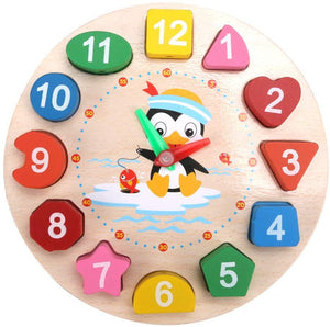 [Online Exclusive Sales]Wooden Shape Color Blocks Sorting Matching Clock