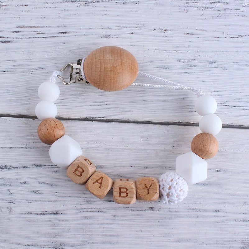 [Pre Order]  Personalised Name Wooden Dummy Pacifier Clips