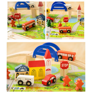 【Online Exclusive Sales】40pcs Educational Puzzle Wooden Railway Car Train Track Kids Toy