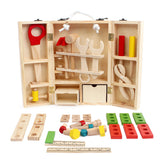 【Online Exclusive Sales】43Pcs Wooden Tool Toolbox Construction Building DIY Kids Toy