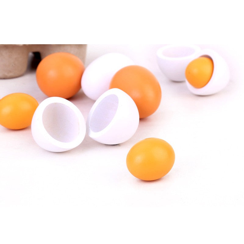[Ready Stock]Wooden Egg Playset Pretend Play (6 Pcs)